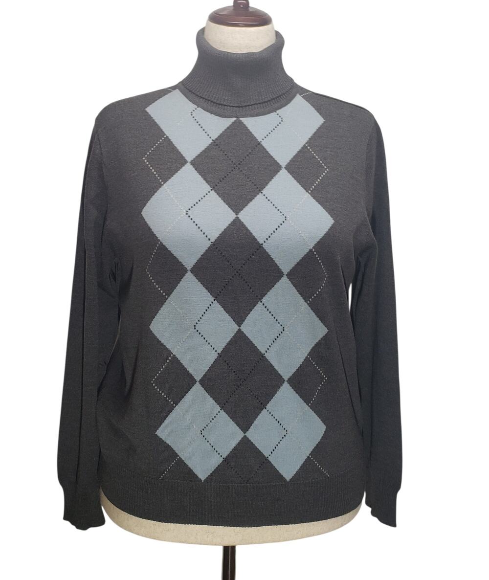 Pendleton Merino Wool Argyle Turtleneck Sweater XL Dark Academia Preppy